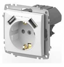 Розетка с заземлением и со шторкой и 2хUSB type A, без рамки Elbi Eleсtriс Zena Vega 609-015600-317