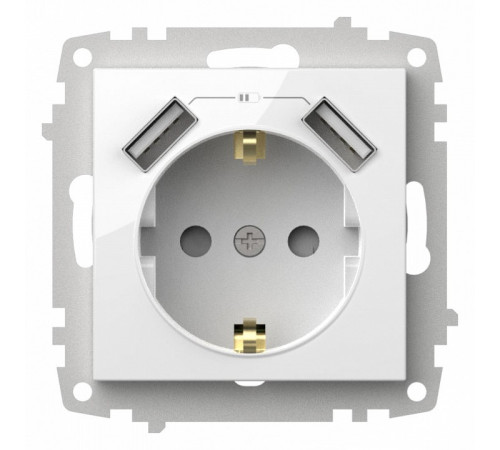 Розетка с заземлением и со шторкой и 2хUSB type A, без рамки Elbi Eleсtriс Zena Vega 609-015600-317