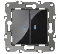 Выключатель двухклавишный с подсветкой без рамки Эра Эра 12 12-1004-06