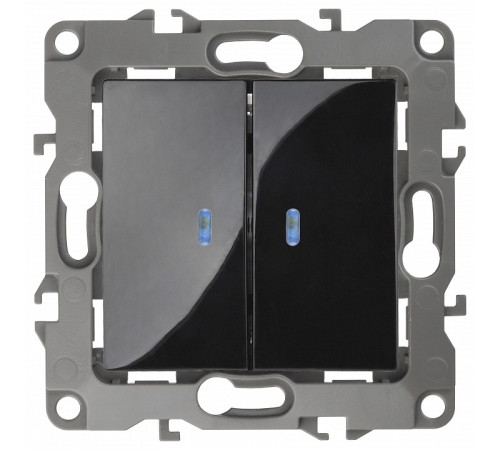 Выключатель двухклавишный с подсветкой без рамки Эра Эра 12 12-1004-06