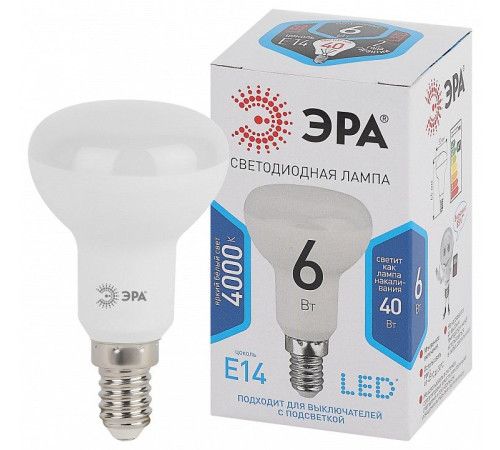 Лампа светодиодная Эра Стандарт LED R50-6W-840-E14