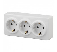 Розетка тройная с заземлением и со шторками Эра Эра Эксперт 11-2209-01