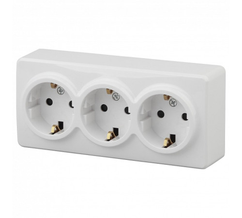 Розетка тройная с заземлением и со шторками Эра Эра Эксперт 11-2209-01