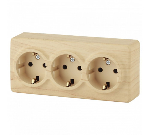 Розетка тройная с заземлением и со шторками Эра Эра Эксперт 11-2209-11