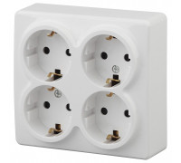 Розетка четверная с заземлением и со шторками Эра Эра Эксперт 11-2211-01