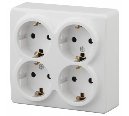 Розетка четверная с заземлением и со шторками Эра Эра Эксперт 11-2211-01