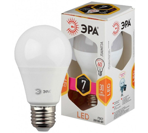 Лампа светодиодная Эра Стандарт LED A60-7W-827-E27