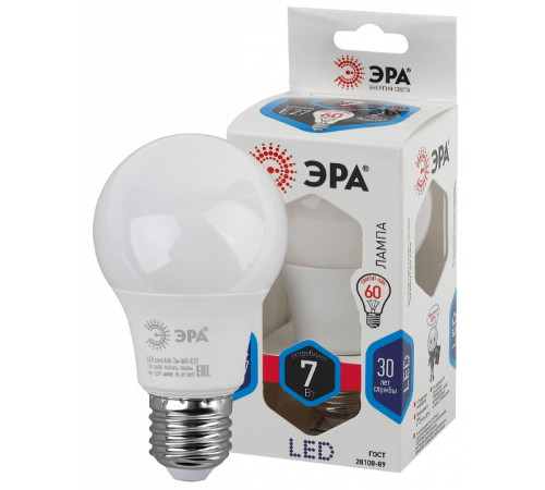 Лампа светодиодная Эра Стандарт LED A60-7W-840-E27