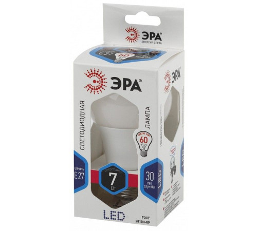 Лампа светодиодная Эра Стандарт LED A60-7W-840-E27