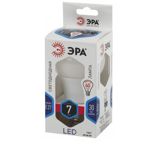 Лампа светодиодная Эра Стандарт LED A60-7W-840-E27