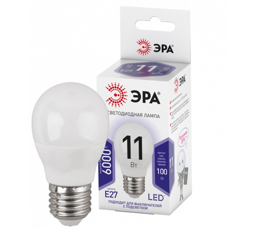 Лампа светодиодная Эра Стандарт LED P45-11W-860-E27