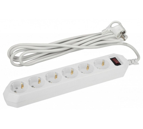 Удлинитель с выключателем Эра USF-6es-3m-W-BOX