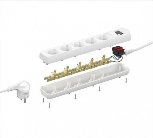 Удлинитель с выключателем ЭРА U-5es-3m 5 розеток 3 м 3х1.5 мм² U-5es-3m-3x1,5