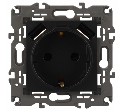 Розетка с заземлением и со шторкой и 2хUSB, без рамки Эра Эра Elegance 14-4109-05