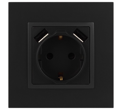 Розетка с заземлением и со шторкой и 2хUSB, без рамки Эра Эра Elegance 14-4109-05
