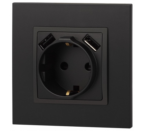 Розетка с заземлением и со шторкой и 2хUSB, без рамки Эра Эра Elegance 14-4109-05