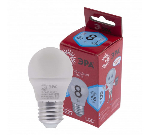 Лампа светодиодная Эра LED P45-8W-840-E27 R