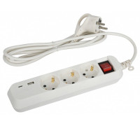 Удлинитель с выключателем Эра  UB-3es-1,5m-USB