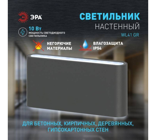 Накладной светильник Эра WL41 GR Б0054418