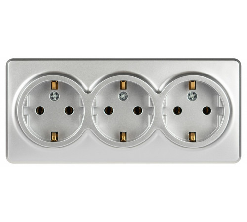Розетка тройная с заземлением и со шторками Эра Эра Эксперт 11-2208-03