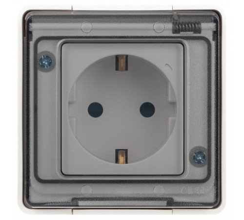 Розетка с заземлением и со шторкой, с крышкой Эра Эра Эксперт 11-2502-01