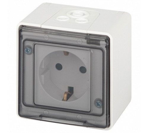 Розетка с заземлением и со шторкой, с крышкой Эра Эра Эксперт 11-2502-01