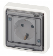 Розетка с заземлением и со шторкой, с крышкой Эра Эра Эксперт 11-2522-01