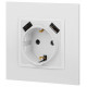 Розетка с заземлением и со шторкой и 2хUSB, без рамки Эра Эра Elegance 14-4109-01М