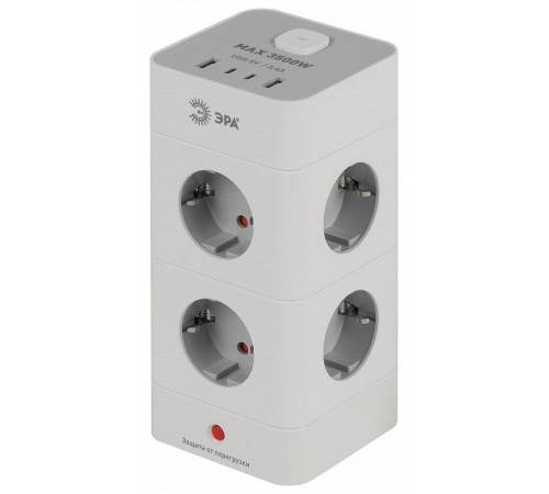Сетевой фильтр Эра TWR-8es-1,5m-4USB-W