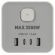 Сетевой фильтр Эра TWR-8es-1,5m-4USB-W