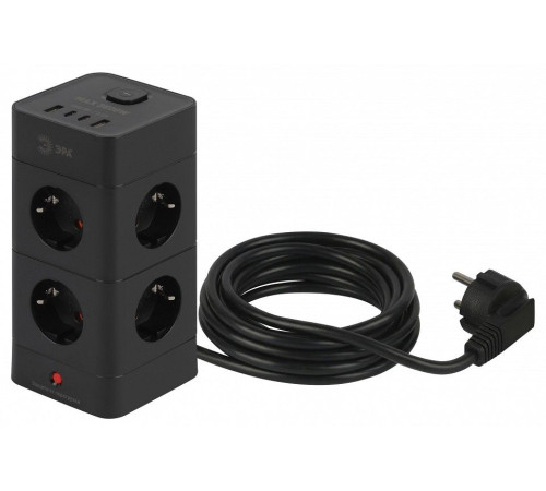 Сетевой фильтр Эра TWR-8es-1,5m-4USB-B