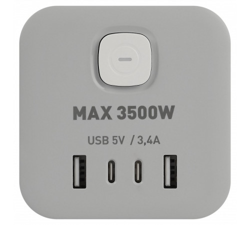 Удлинитель с выключателем Эра CUBE-3es-1,5m-4USB-W