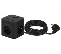Удлинитель с выключателем Эра  CUBE-3es-1,5m-4USB-B