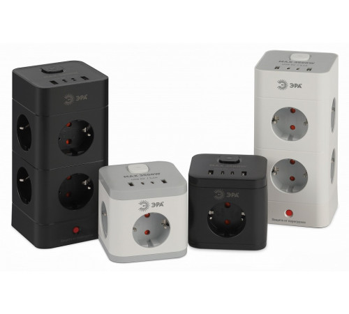 Удлинитель с выключателем Эра CUBE-3es-1,5m-4USB-B