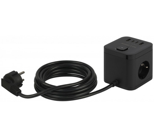 Удлинитель с выключателем Эра CUBE-3es-1,5m-4USB-B