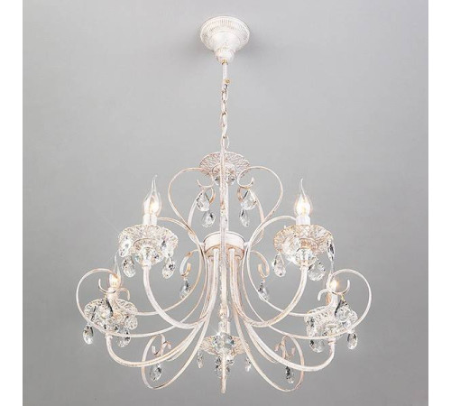 Подвесная люстра Eurosvet Alda 3305/5 белый с золотом/прозрачный хрусталь Strotskis