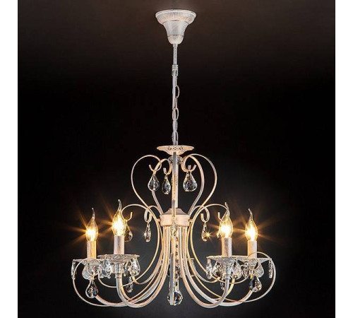 Подвесная люстра Eurosvet Alda 3305/5 белый с золотом/прозрачный хрусталь Strotskis