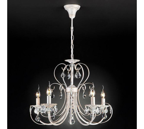 Подвесная люстра Eurosvet Alda 3305/5 белый с золотом/прозрачный хрусталь Strotskis