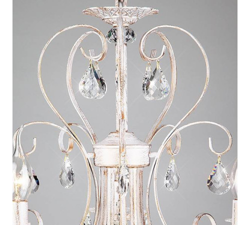 Подвесная люстра Eurosvet Alda 3305/5 белый с золотом/прозрачный хрусталь Strotskis