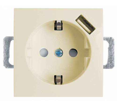 Розетка с заземлением и с шторками и USB, без рамки Stekker PST16-9111 39329
