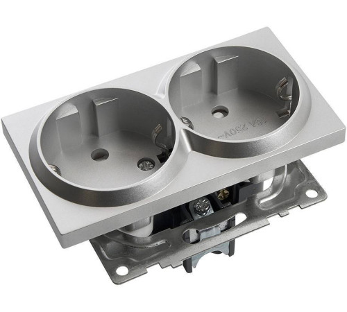 Розетка двойная с заземлением и с шторками, без рамки Stekker Катрин 39584