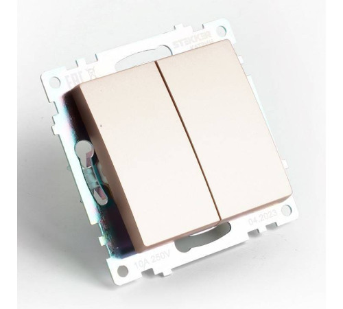 Выключатель двухклавишный без рамки Stekker Катрин 49169