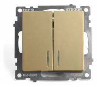 Выключатель двухклавишный с подсветкой без рамки Stekker Катрин 49217