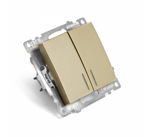 Выключатель двухклавишный с подсветкой без рамки Stekker Катрин 49217