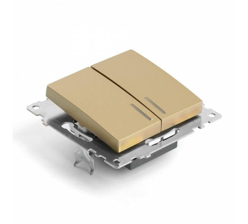 Выключатель двухклавишный с подсветкой без рамки Stekker Катрин 49217