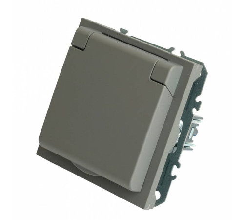 Розетка с заземлением и со шторкой, без рамки с крышкой Stekker Эмили 49959