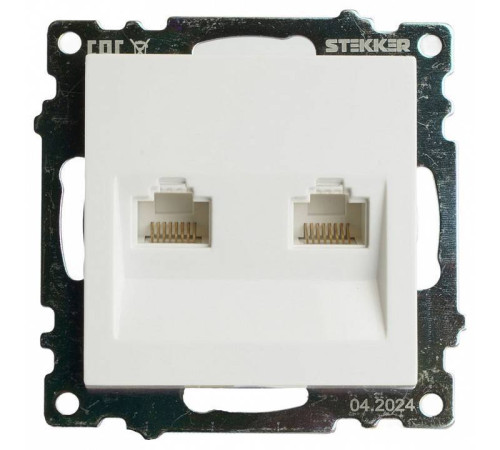 Розетка двойная Ethernet RJ-45 без рамки Stekker Катрин 50003