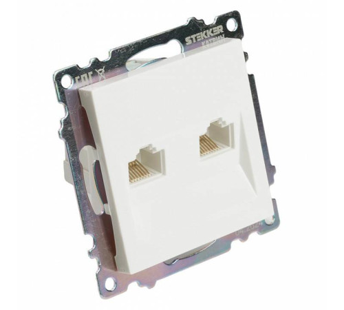 Розетка двойная Ethernet RJ-45 без рамки Stekker Катрин 50003