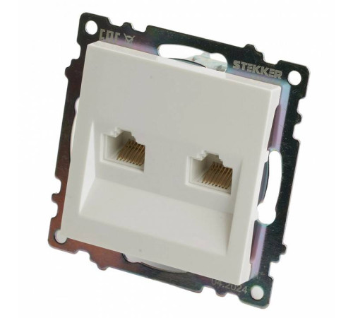 Розетка двойная Ethernet RJ-45 без рамки Stekker Катрин 50003