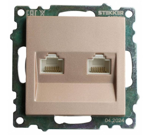Розетка двойная Ethernet RJ-45 без рамки Stekker Катрин 50004